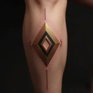 Dazzling Diamond Knee Tattoos: Gold Geometric Designs