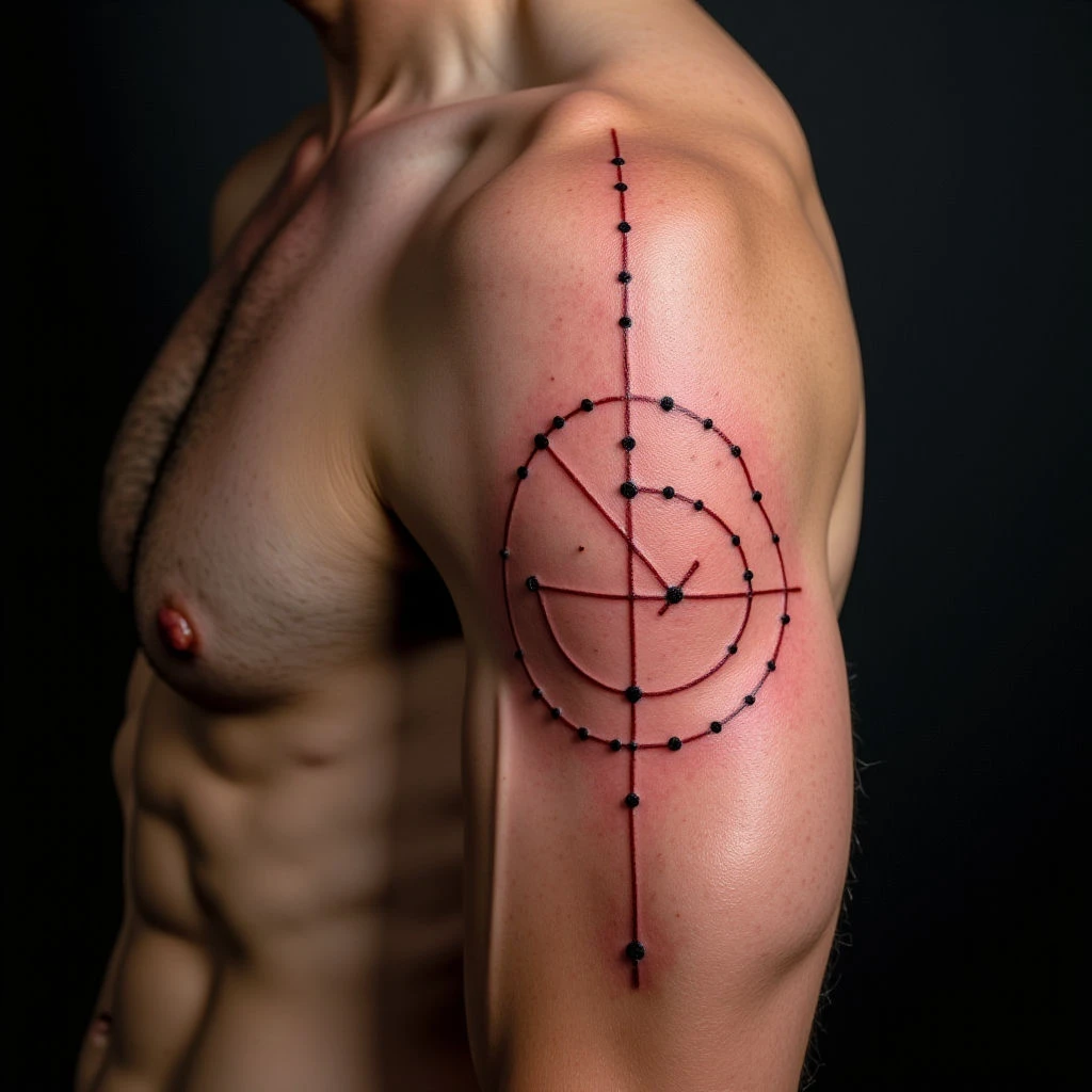 Bold Geometric Dotwork Sternum Tattoos for Guys: Design Inspiration