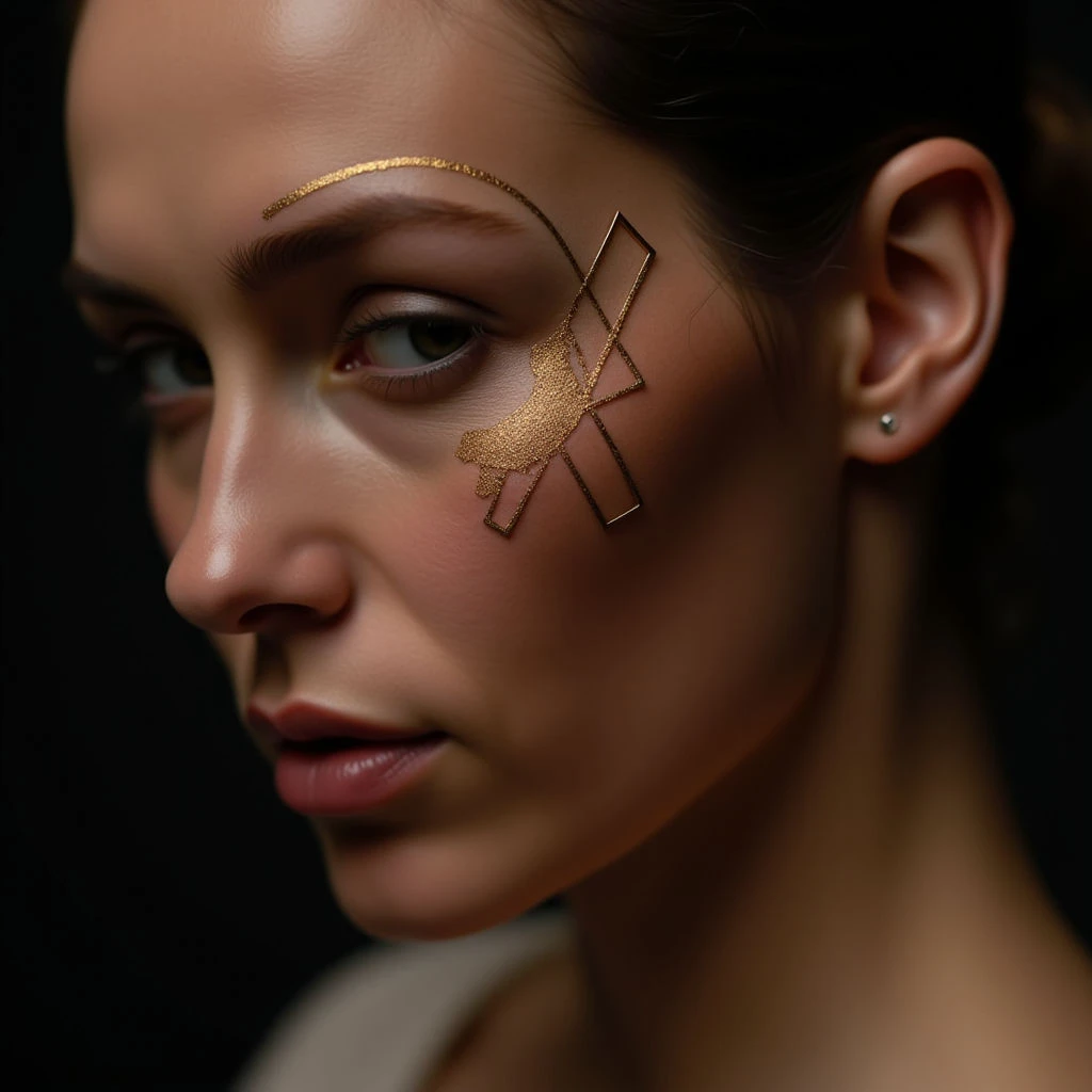 Golden Geometric Face Tattoos: Beginner-Friendly Designs