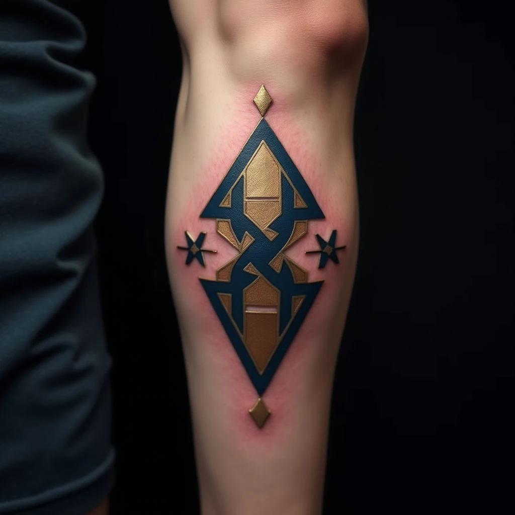Geometric Father & Son Tattoos for Guys - Blue and Gold Designs