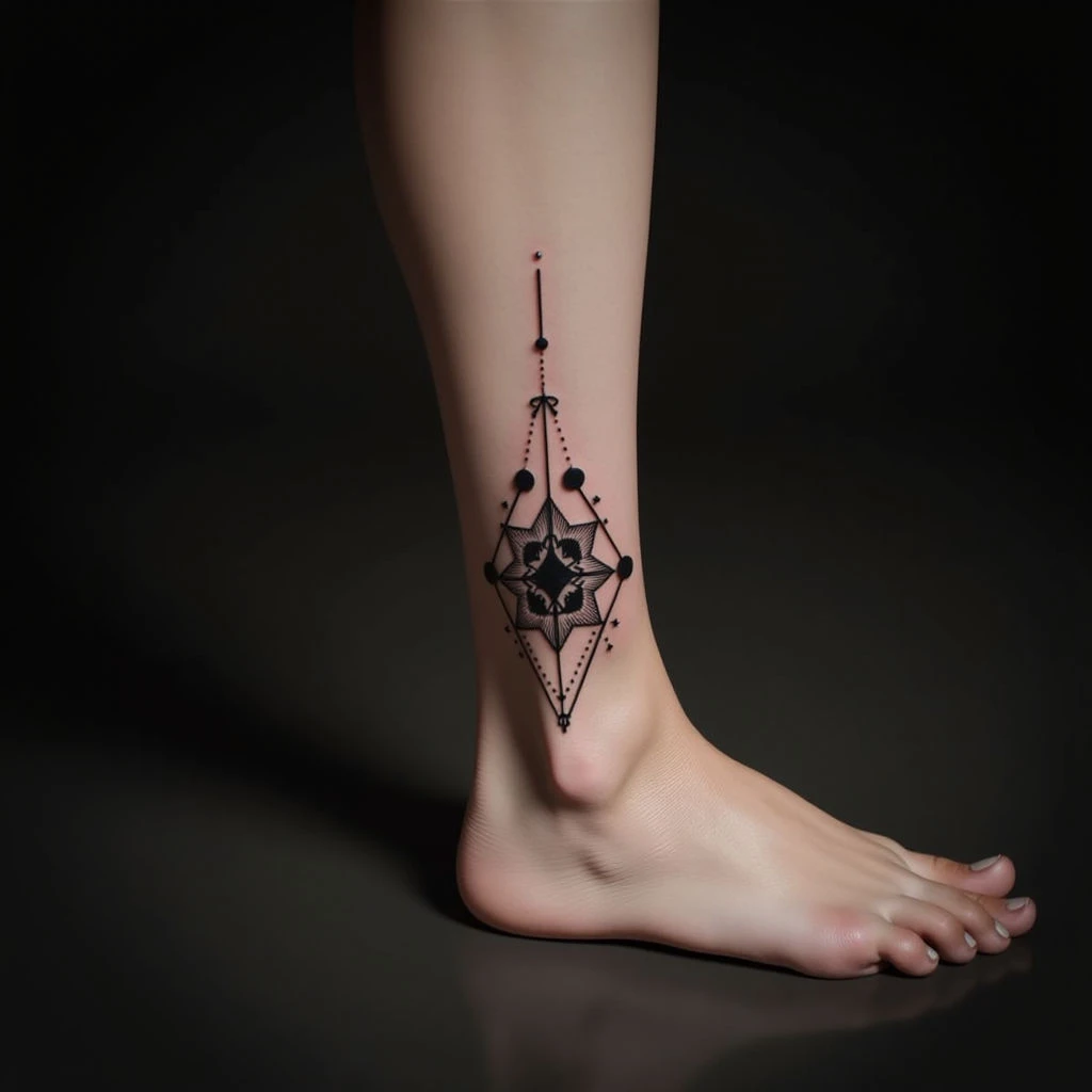 XXL Fine Line Geometric Leg Tattoos: Bold & Beautiful Designs