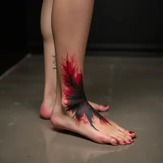 Striking Watercolor Geometric Foot Tattoo Designs