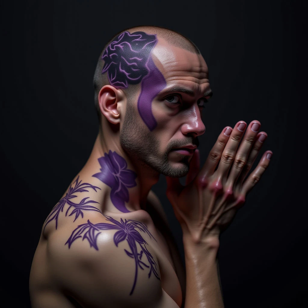 Small Gothic Geometric Head Tattoos for Men