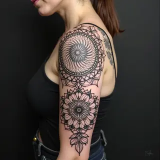 Intricate Geometric Half Sleeve Mandala Tattoo Design
