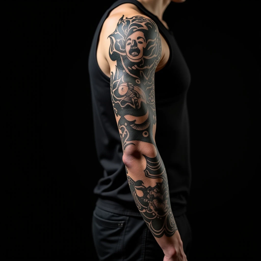 Epic Japanese Geometric Arm Tattoos for Men (XL)