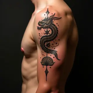Geometric Japanese Tattoos for Men: Bronze Body Art