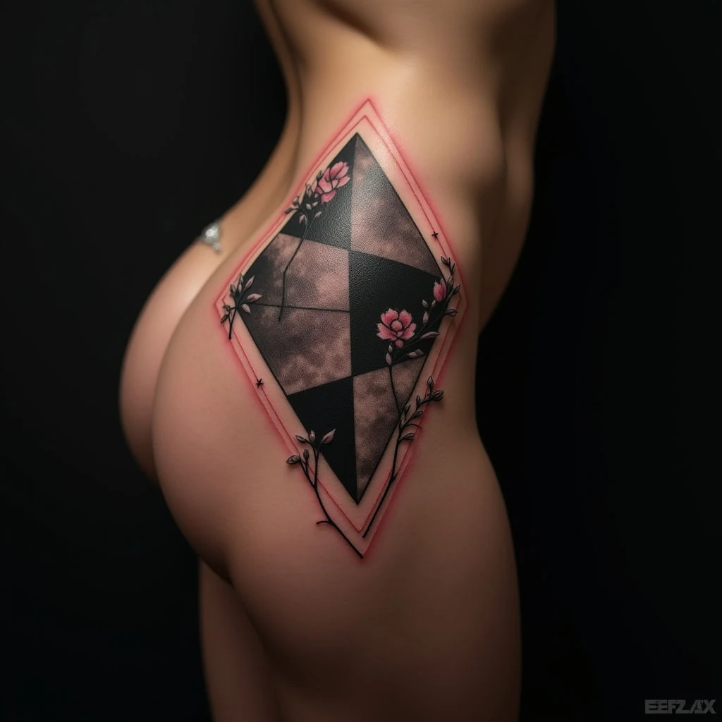 Small Geometric Japanese Hip Tattoo for Women