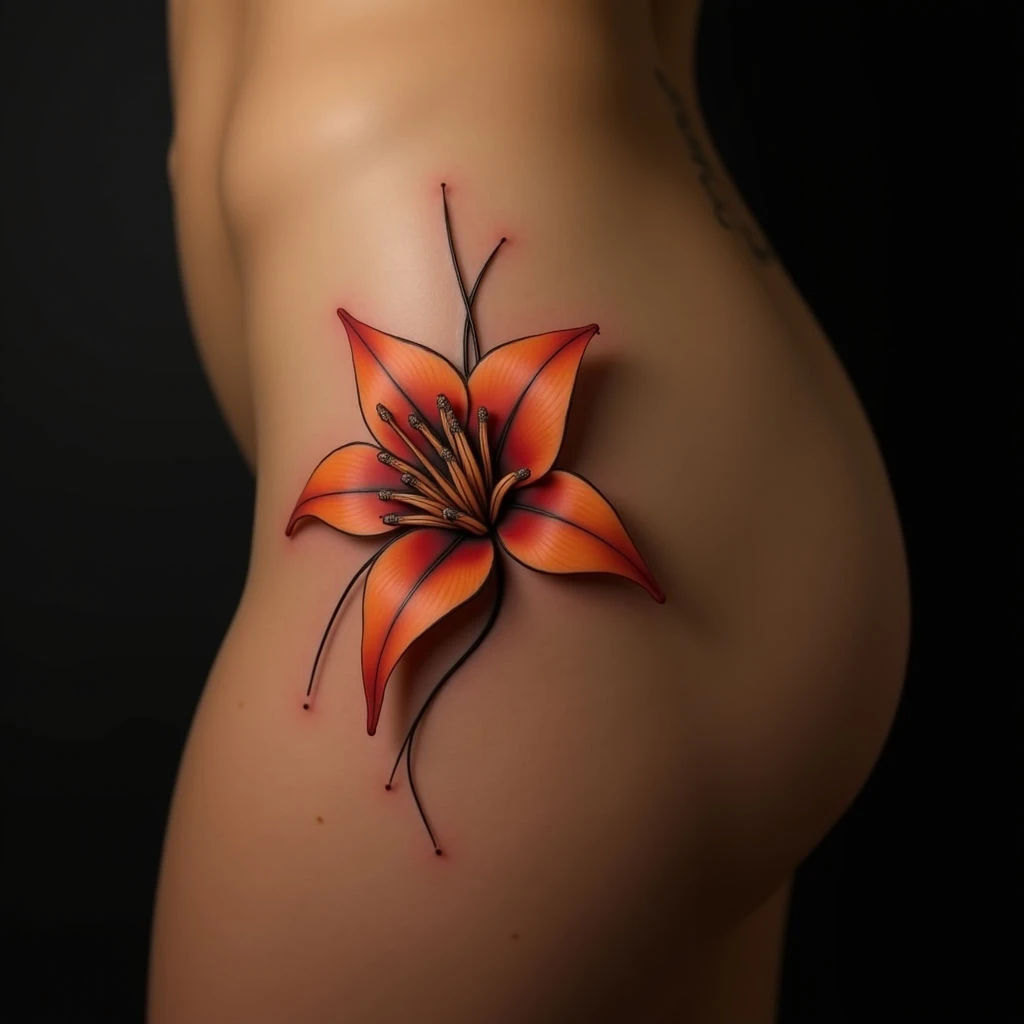 Small Japanese Lily Tattoos: Fiery & Geometric Designs