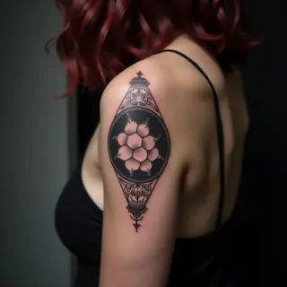 Small Japanese Geometric Shoulder Tattoos for Girls