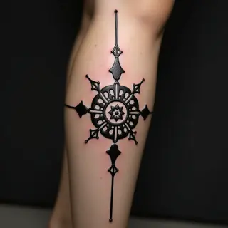 Pastel Gothic Mehndi Leg Tattoos: Intricate Geometric Designs