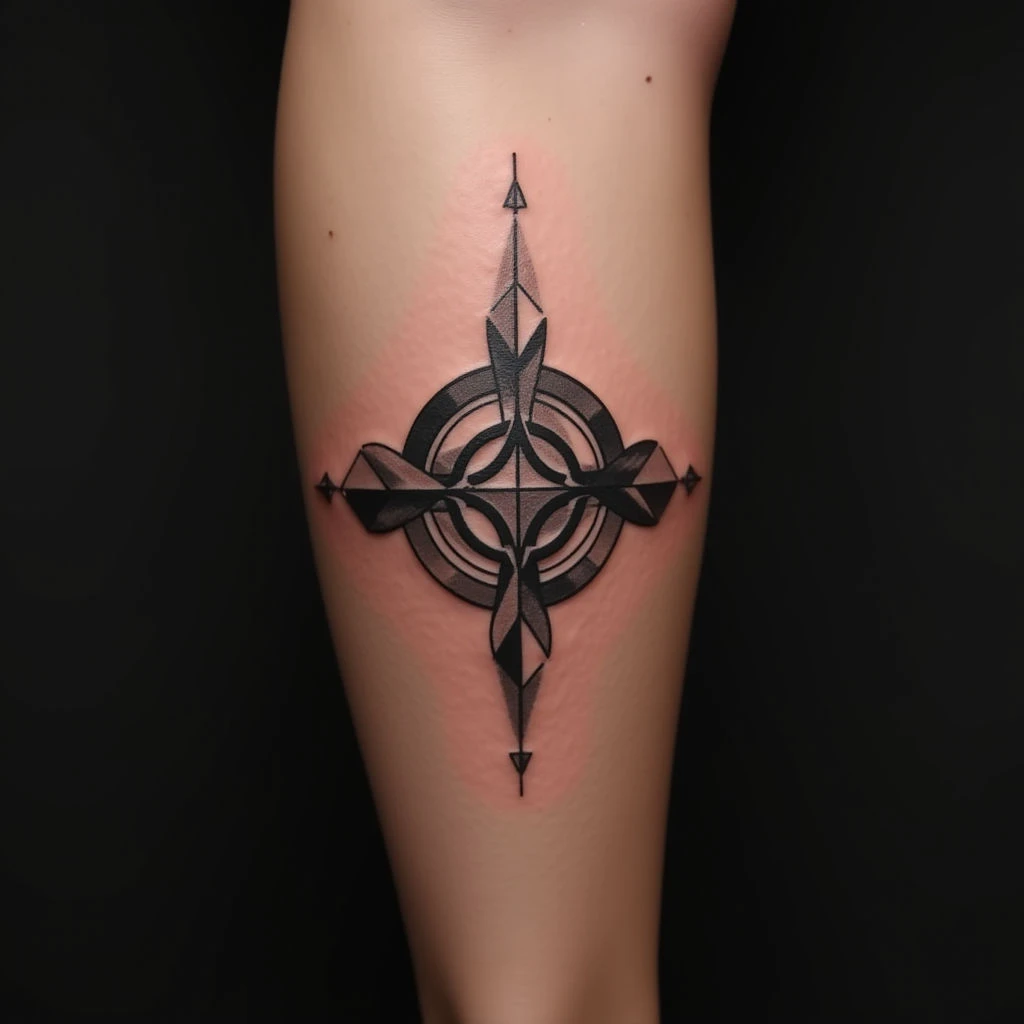 Geometric Leg Tattoo Cover-Up Ideas (Grey)