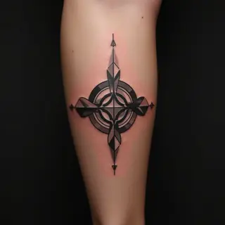 Geometric Leg Tattoo Cover-Up Ideas (Grey)