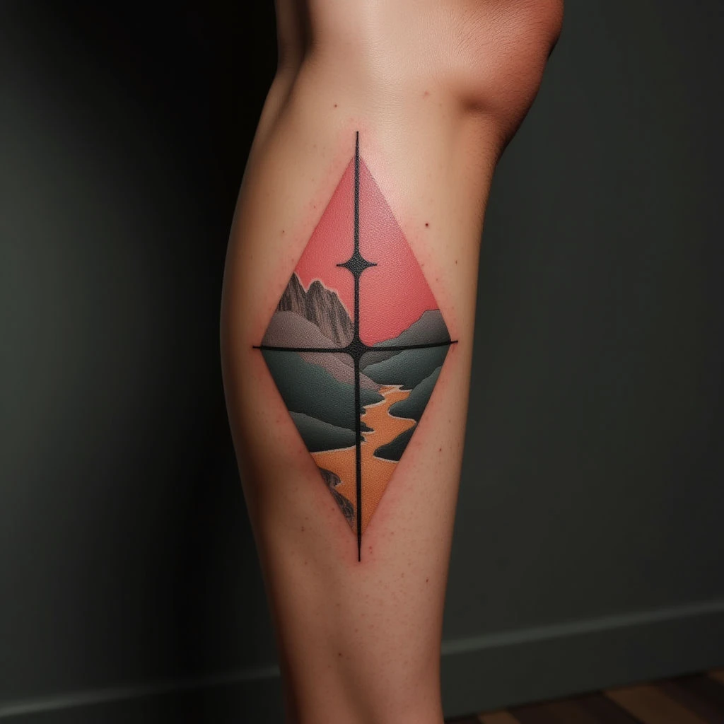 Small Geometric Leg Tattoos: Sweet Pastel Inspiration
