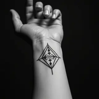 Geometric Lettering Wrist Tattoos in Grayscale: Inspiring Words