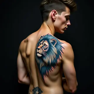 Majestic Geometric Lion Tattoo for Your Neck