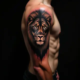 Roaring Geometric Lion Tattoos for Your Upper Arm