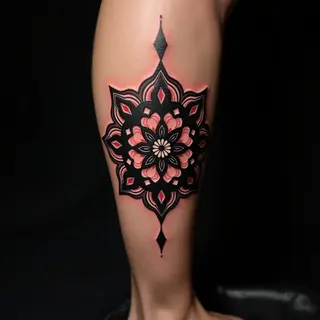 Small Red & Black Mandala Tattoo for Boys' Arms