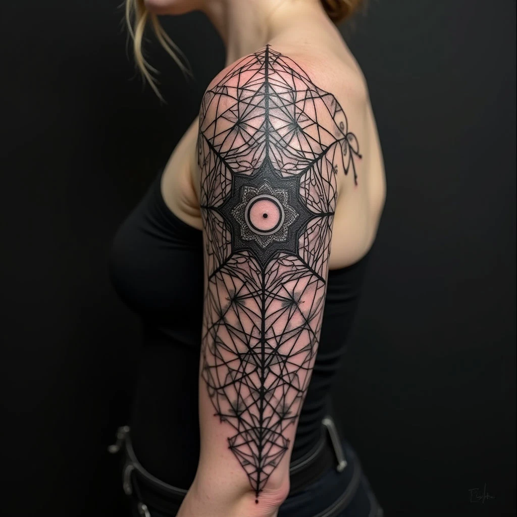 Intricate Geometric Mandala Sleeve Tattoo