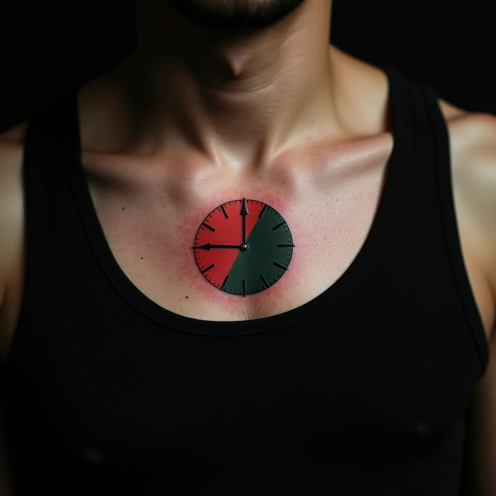 Minimalist Clock Hand Tattoo Designs for Men - Chest Placement