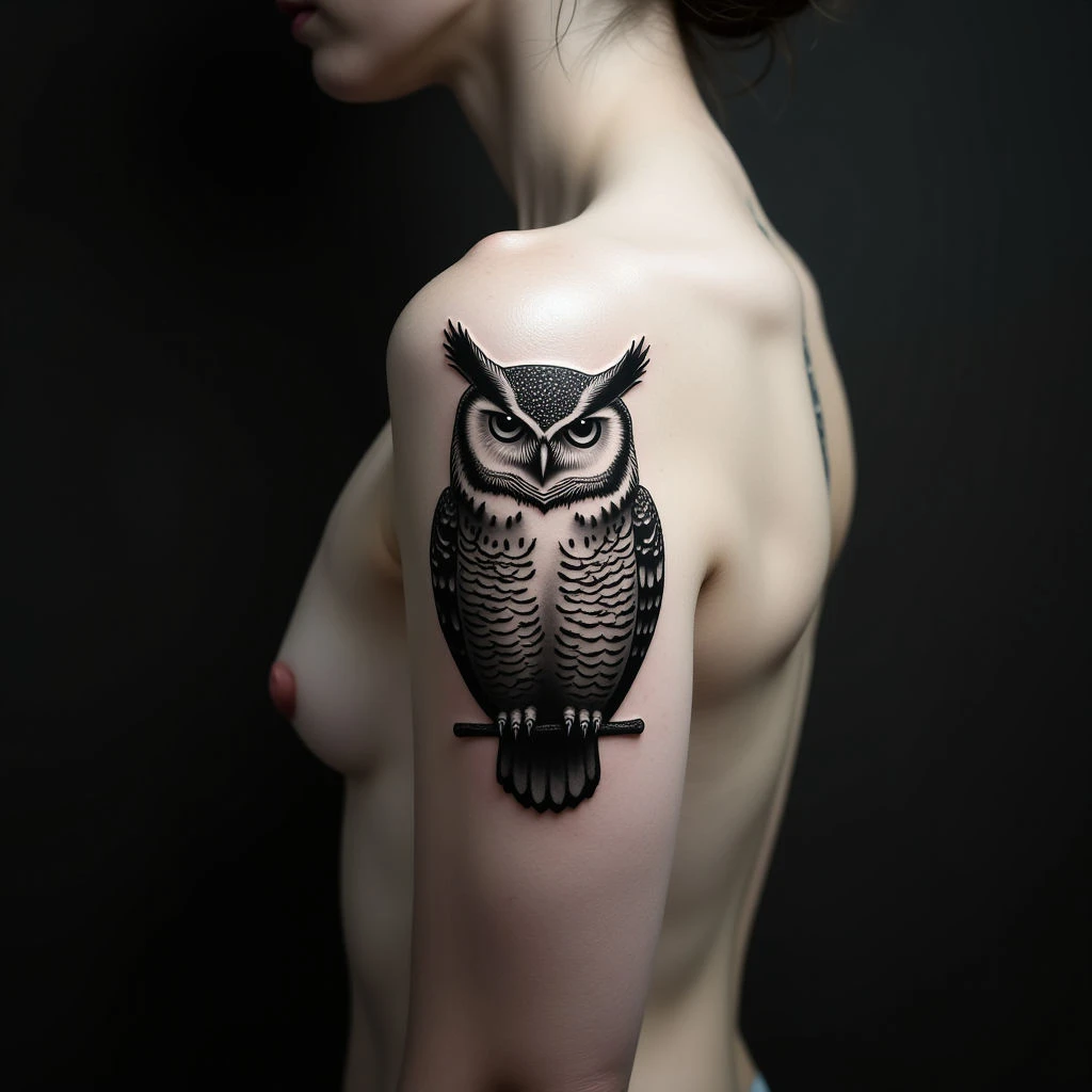 Large Scale Minimalist Owl Tattoos: Geometric Designs & Ideas