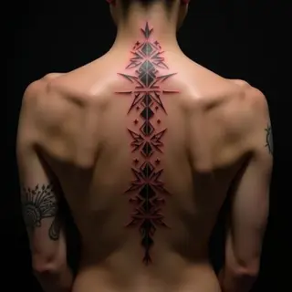 Geometric Mom & Daughter Tattoo Designs for the Spine