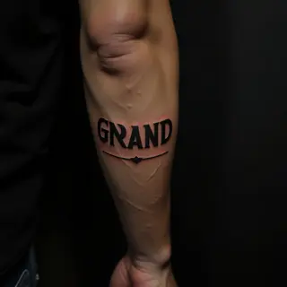 Bold Name Forearm Tattoos for Men | Geometric Designs