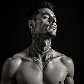 Simple Geometric Neck Tattoos for Boys - Black & Grey Designs