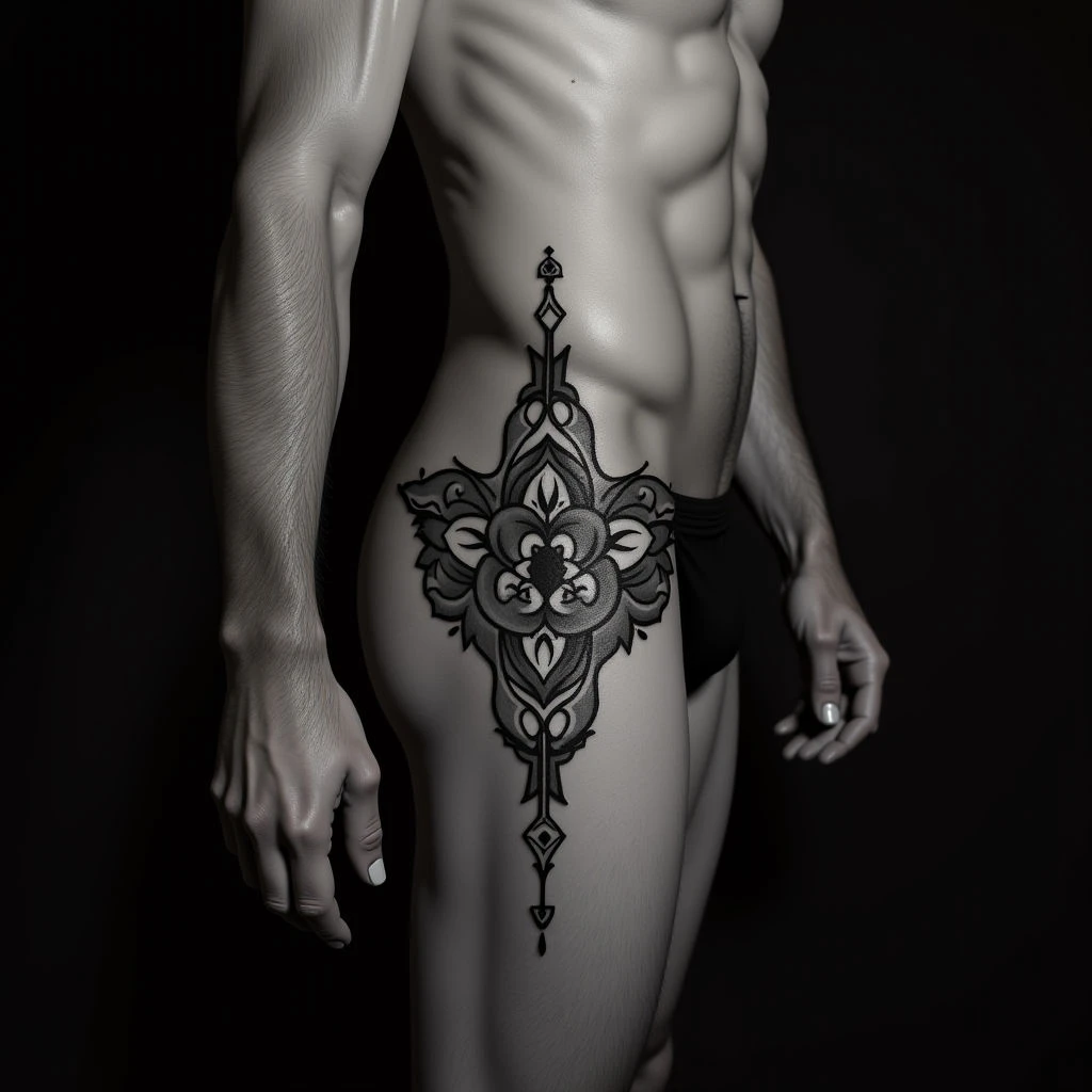 Neo-Traditional Geometric Hip Tattoos for Men: Bold Designs & Inspiration