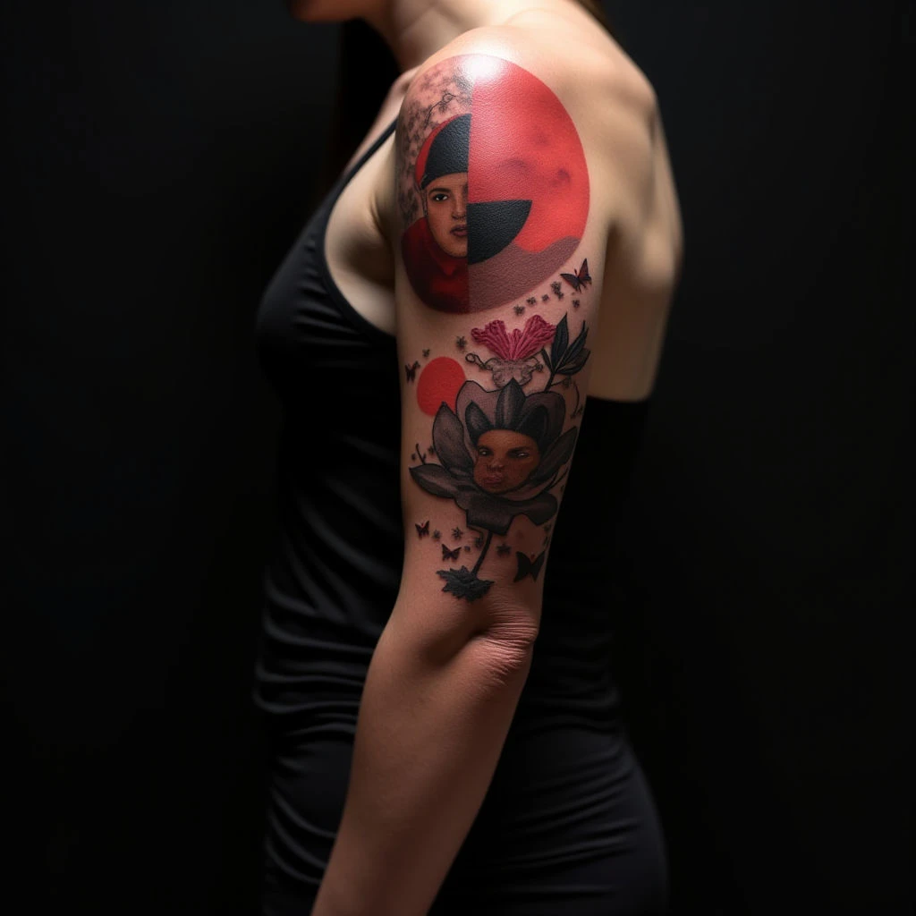 Vibrant Geometric Sleeve Tattoos: New School Inspiration