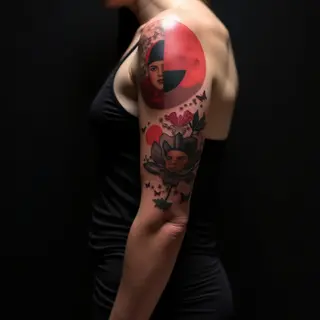 Vibrant Geometric Sleeve Tattoos: New School Inspiration