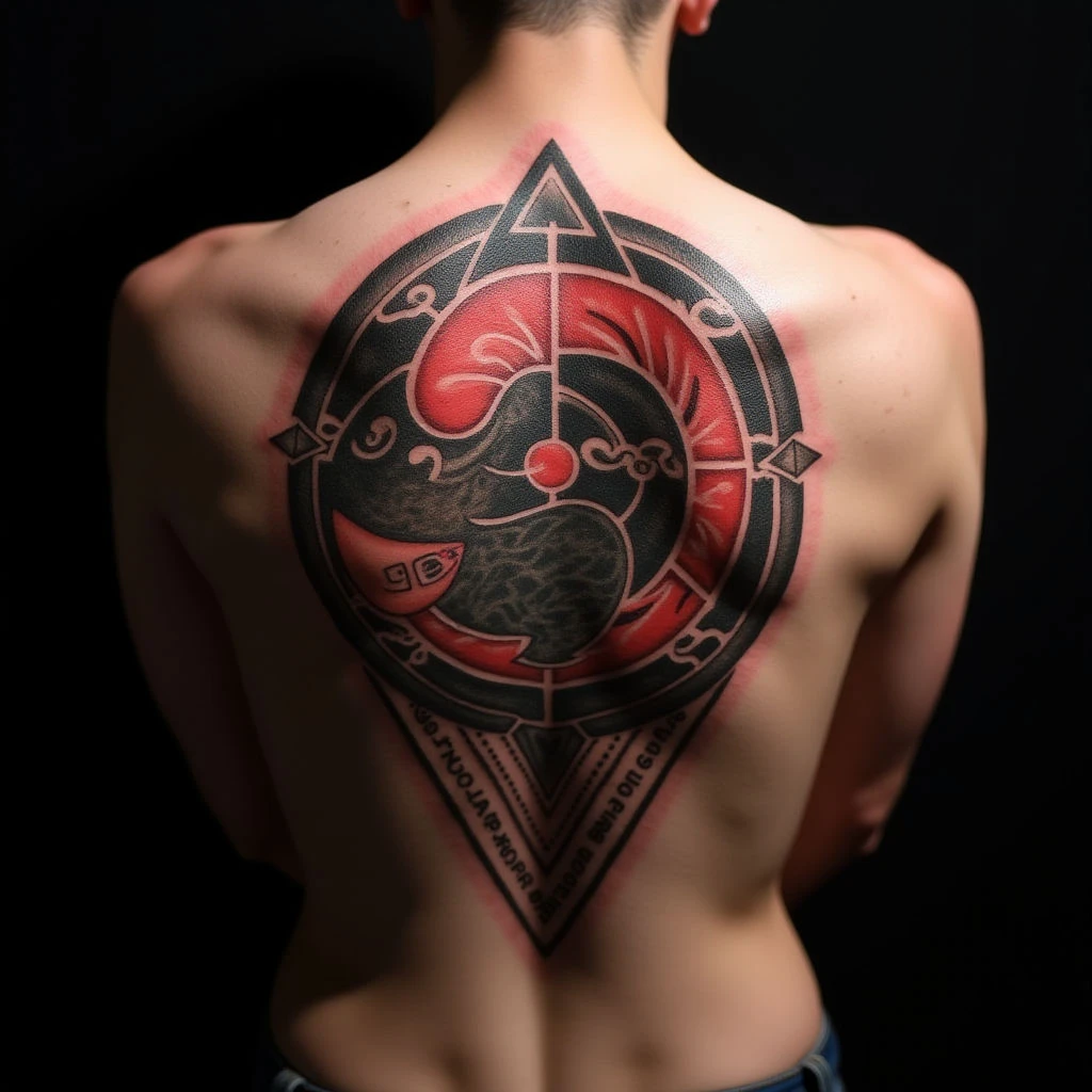 Geometric Ocean Tattoos: Neo-Traditional Back Piece Inspiration