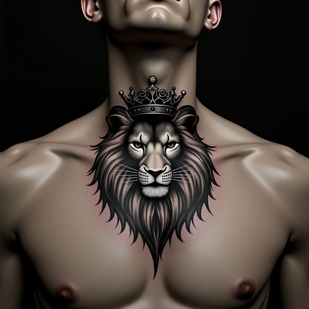 Majestic Oriental Lion Tattoo on the Neck - XXL Design
