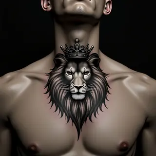 Majestic Oriental Lion Tattoo on the Neck - XXL Design