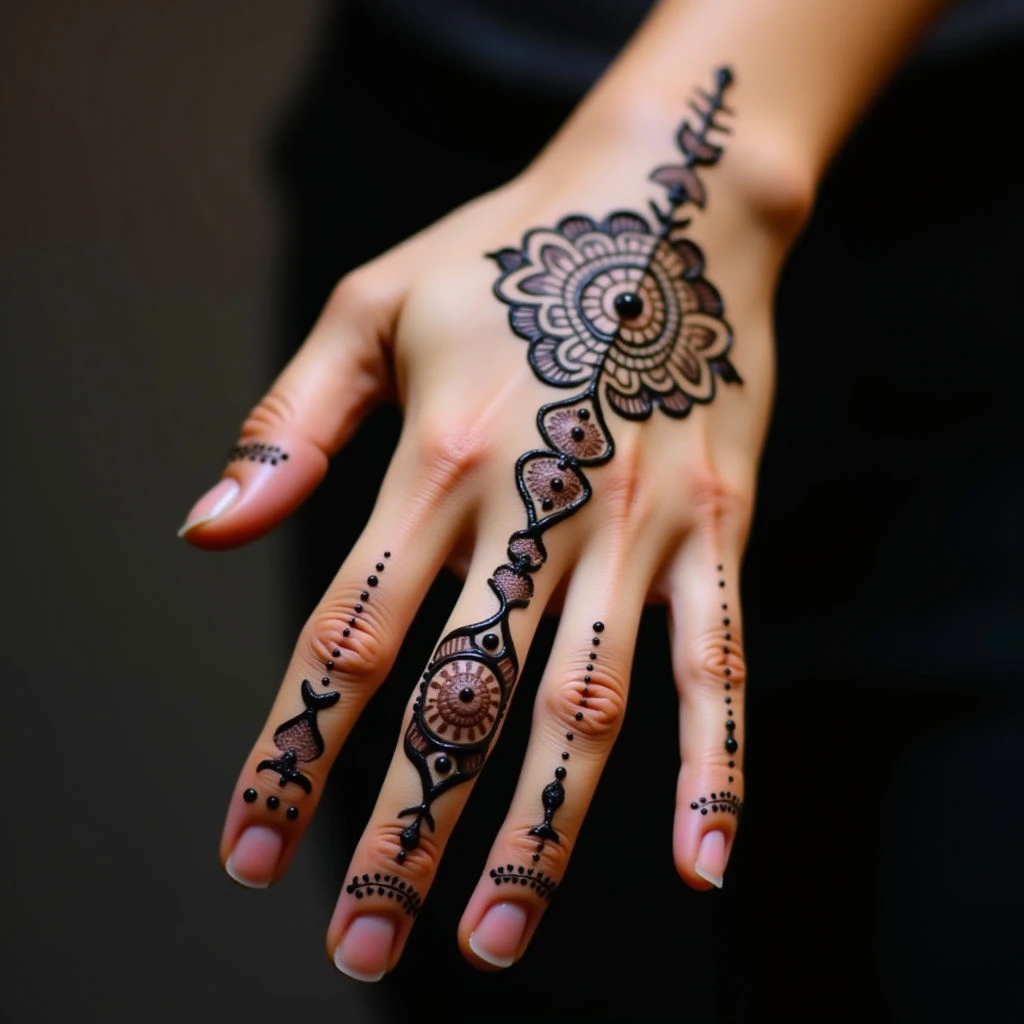 Stunning Geometric Mehndi Designs for Front Hands