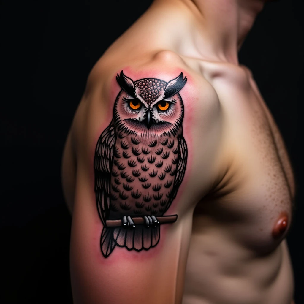 Simple & Elegant Pink Owl Tattoo Ideas