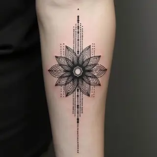 Intricate Geometric Dotwork Tattoo on Forearm