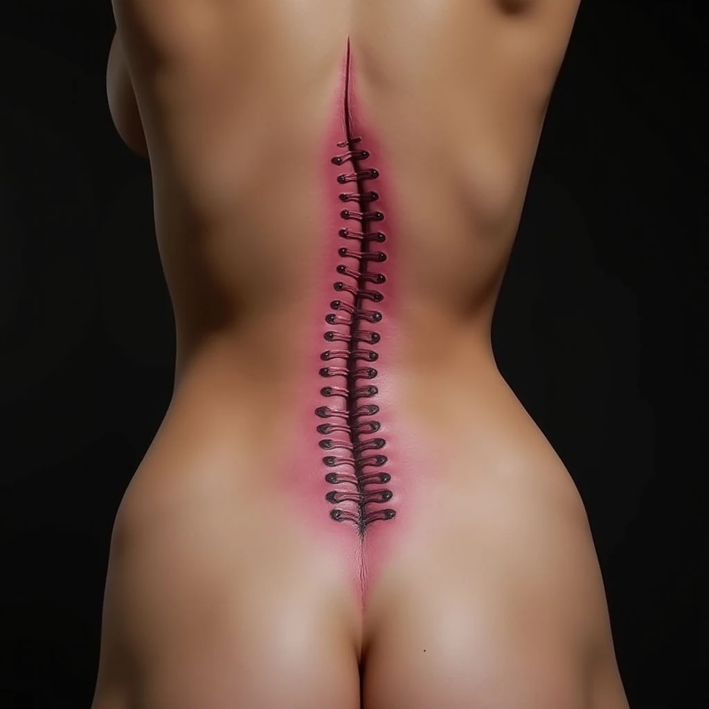 Cute Geometric Pink Spine Tattoos: Small & Sweet!