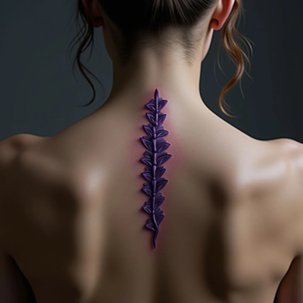 Small Geometric Spine Tattoos for Beginners - Purple Realism
