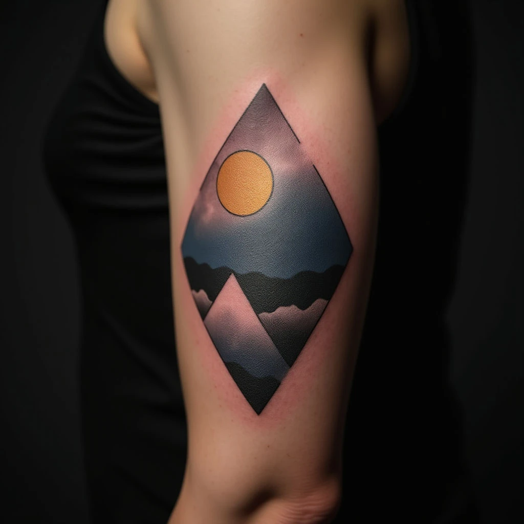 Geometric Shapes Tattoos: Bold Designs in Black, Grey, Blue & Gold