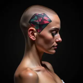 Small Diamond Tattoo Ideas: Abstract Head Designs
