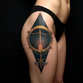 Surreal Geometric Tattoos for Best Friends on Your Thigh