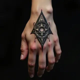 Surreal Geometric Finger Tattoos for Men - Metallic Designs