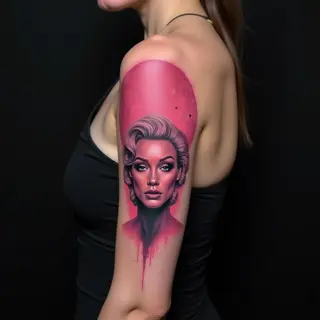 Mesmerizing Surreal Pink Geometric Arm Tattoos for Women