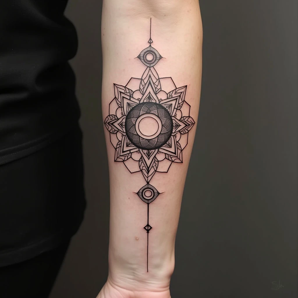 Intricate Geometric Forearm Tattoo Design