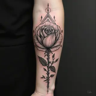Biomechanical Hand and Rose Tattoo: A Study in Adaptation