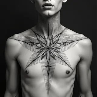 Geometric Dotwork Chest Tattoo