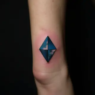Blue Diamond Hand Tattoos: Old School Geometric Style