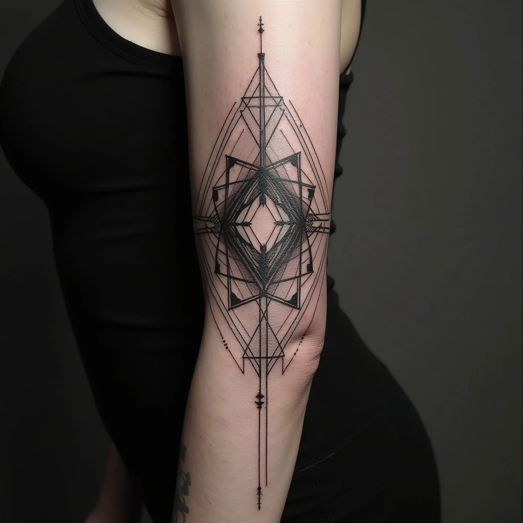 Geometric Dotwork Sleeve Tattoo
