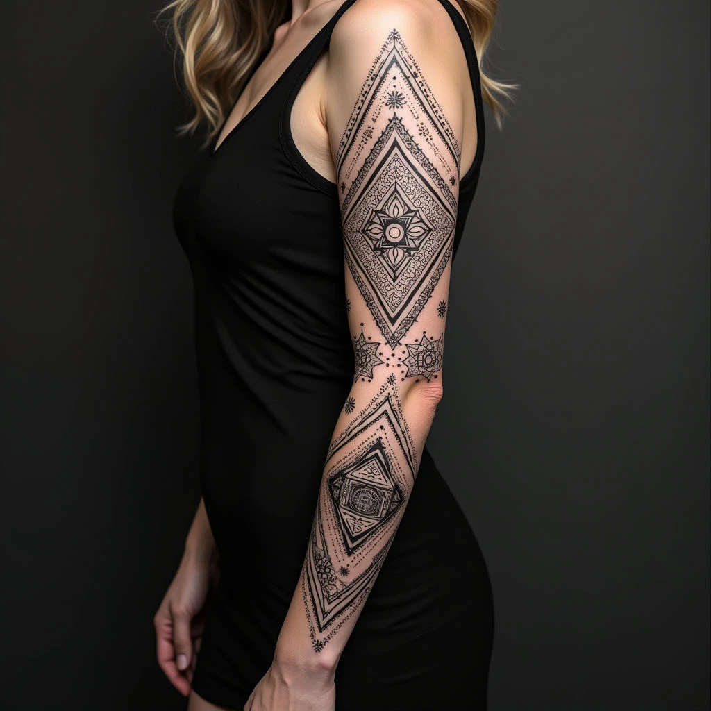 Intricate Geometric Sleeve Tattoo