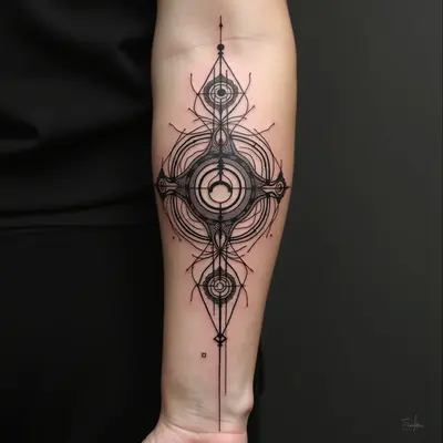 Intricate Geometric Forearm Tattoo Design